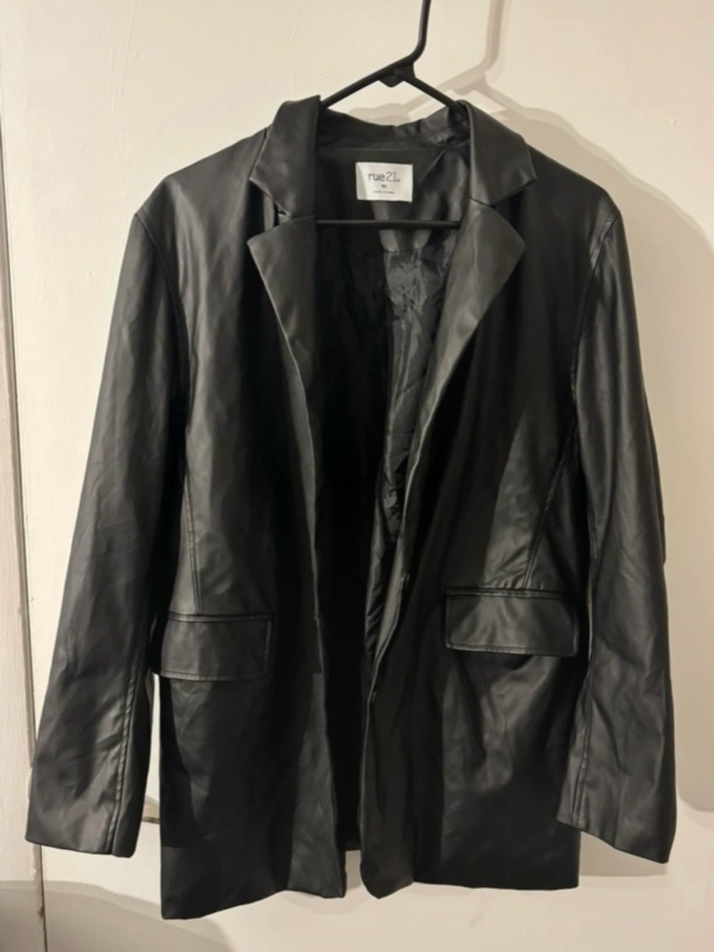 Rue21 Black Faux Leather Blazer Jacket